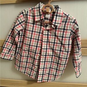 Janie and Jack Red, Blue, White Plaid Button Down Shirt